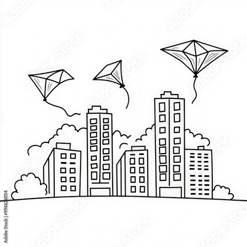 A city skyline with tall bu...