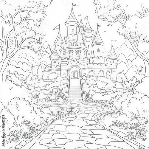 A fairytale castle surround...