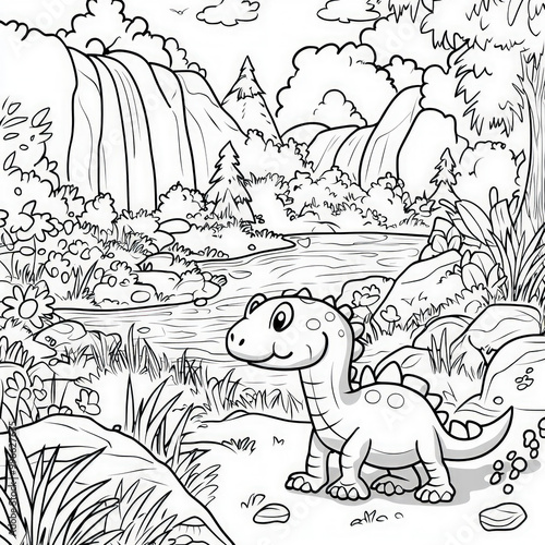 A friendly dinosaur playing...