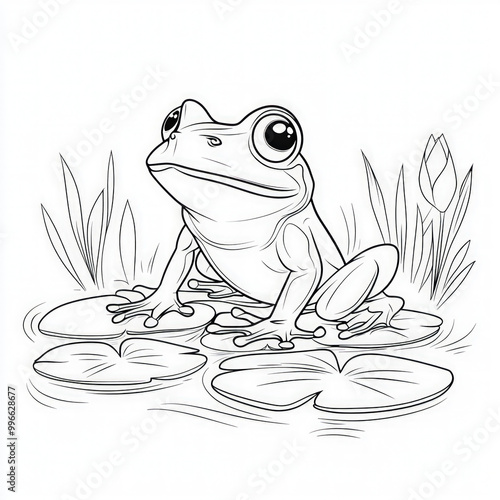 A happy frog hopping on lil...
