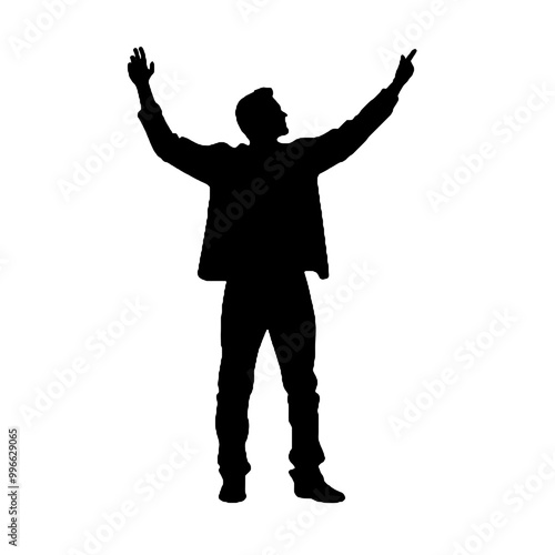 Happy Person Standing Silhouette Vector Illustration Transparent Background