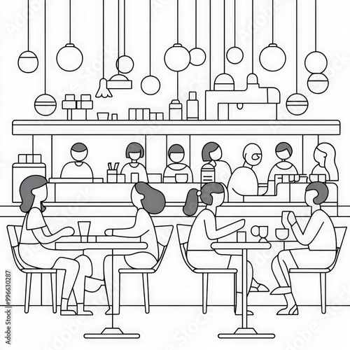 A retro diner scene filled ...