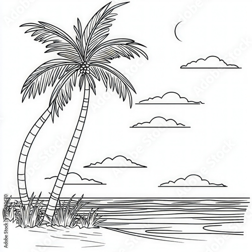 A serene beach sunset with ...