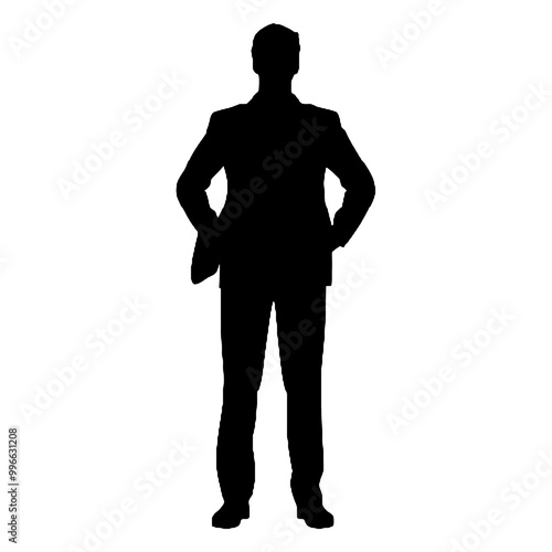 Silhouette of Happy Man’s Stance Vector Illustration Transparent Background