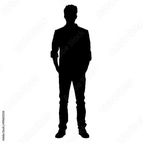 Silhouette of Man in Happy Stance Vector Illustration