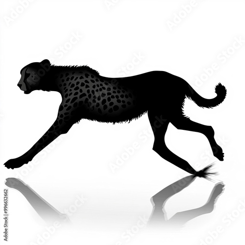 Cheetah Running Silhouette,...