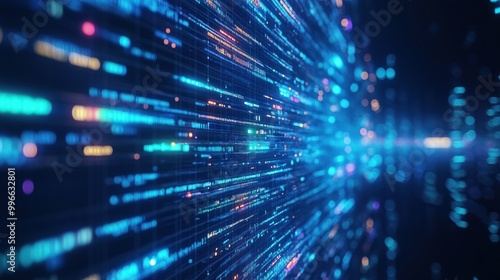 Wallpaper Mural Abstract digital data stream with glowing lines and particles. Torontodigital.ca