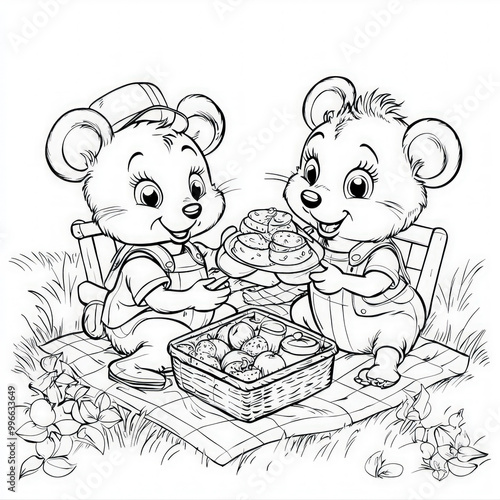 Cute animals having a picni...
