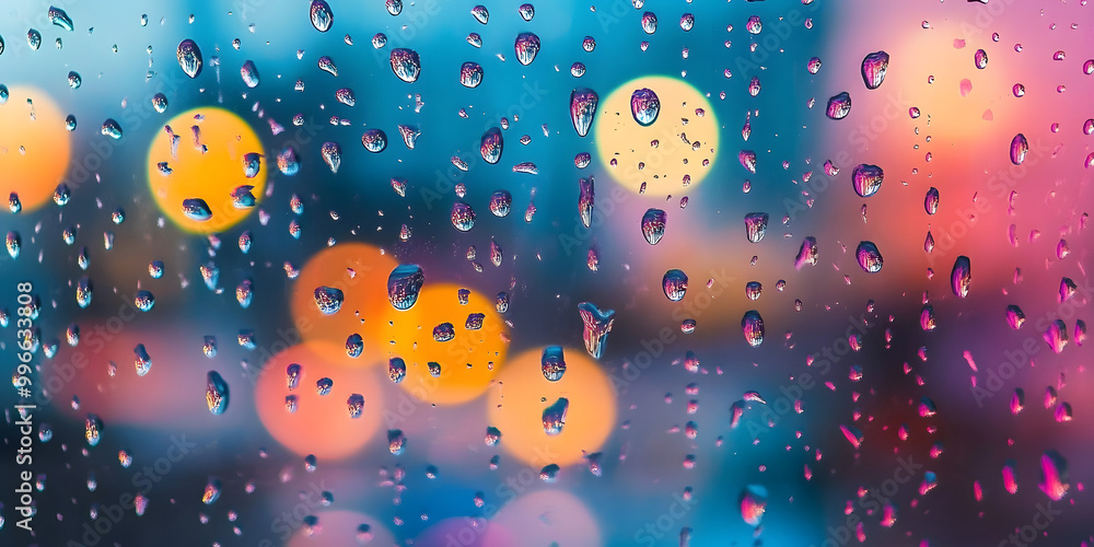 Aesthetic, colorful, and beautiful minimalism rain drops on glass, creating a serene and calming effect. Perfect as a wallpaper background for online meetings or video calls, generative ai Aesthetic, colorful, and beautiful minimalism rain drops on glass, creating a serene and calming effect. Perfect as a wallpaper background for online meetings or video calls, generative ai