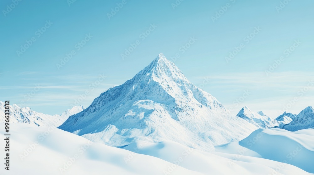 Snow-covered mountain peak against a blue sky. Snow-covered mountain peak against a blue sky.