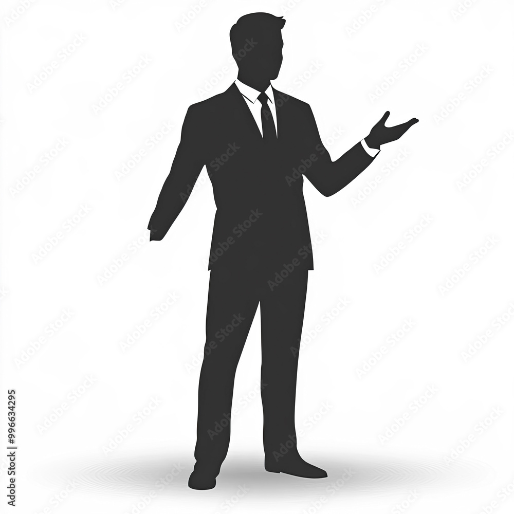Obraz premium Salesman Silhouette, Illustration Isolated On White Background