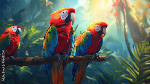 Wallpaper Mural Depict a parrot in a cultural or symbolic context, such as in traditional art or folklore from regions where parrots are significant.  Torontodigital.ca