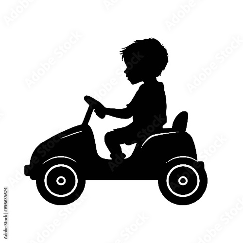 Child in Motion Silhouette Vector Illustration Transparent Background