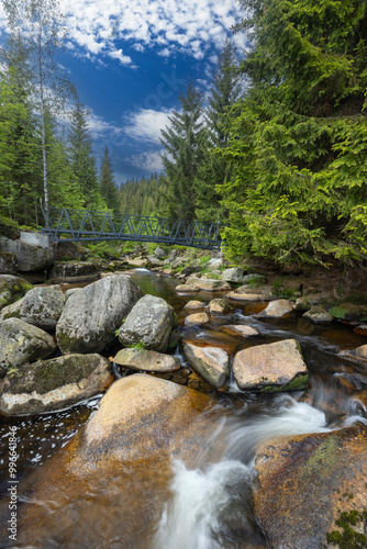 Spring landscape near Karlovsky most, Czech and Poland border, Jizerky mountains, Czech Republic photo