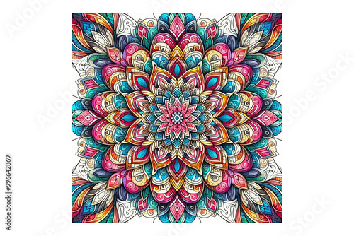 Vibrant mandala design,white background