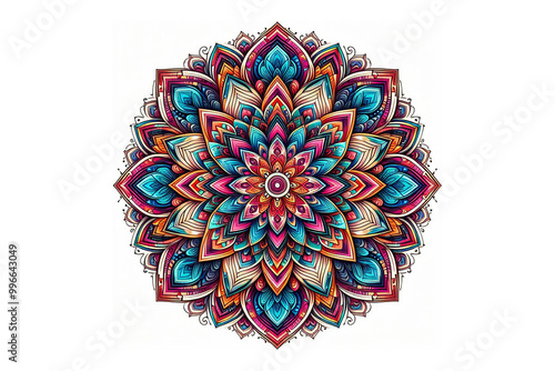 Vibrant mandala design,white background