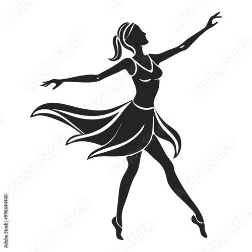 Stencil art of a dancing girl silhouette