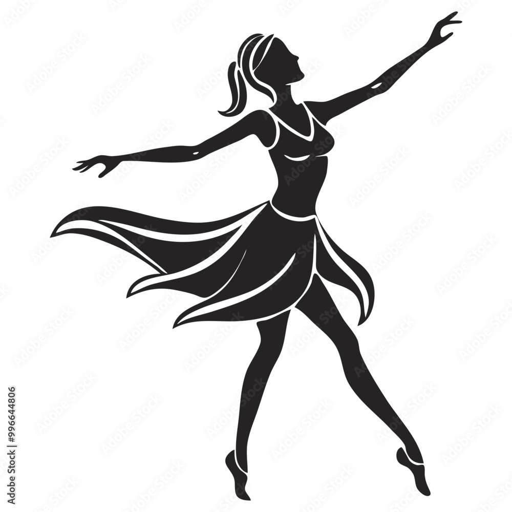 Stencil art of a dancing girl silhouette Stencil art of a dancing girl silhouette