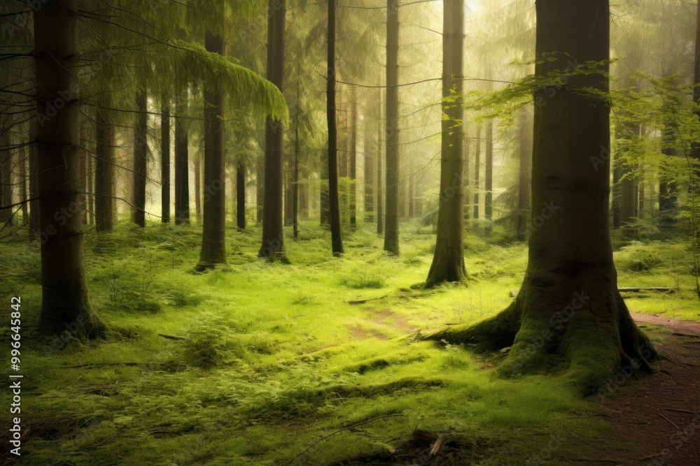 Fototapeta premium Forest nature green tree.