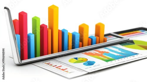 Wallpaper Mural A digital representation of colorful bar graphs and pie charts for data analysis. Torontodigital.ca