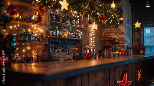 bar with christmas decoration