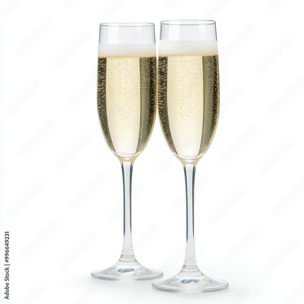 Two champagne flutes with bubbles in them Two champagne flutes with bubbles in them