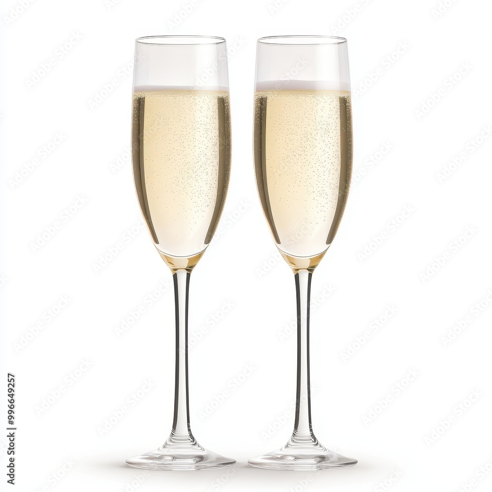 Two champagne flutes filled with sparkling wine Two champagne flutes filled with sparkling wine
