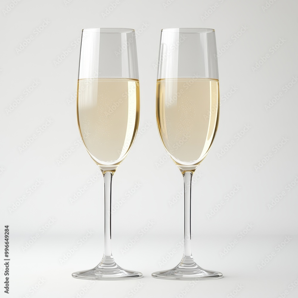 Two wine glasses filled with white wine on a white background Two wine glasses filled with white wine on a white background