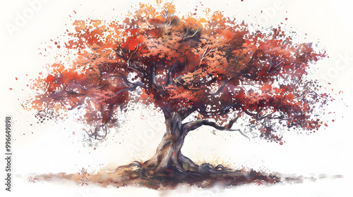 Oak tree fantasy Watercolor photo