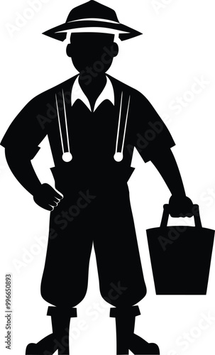 Constraction worker silhouette vector art illustration design with no background