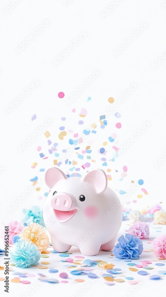 Holographic Piggy Bank with Confetti Explosion Holographic Piggy Bank with Confetti Explosion