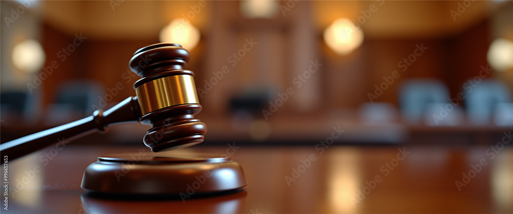 A close-up scene judge gavel and on a polished desk. A close-up scene judge gavel and on a polished desk.