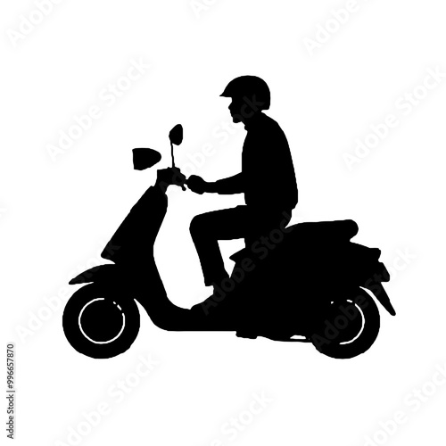 Electric scooter Silhouette Vector on white background, Man Riding an electric Scooter Silhouette vector illustration.