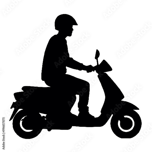 Electric scooter Silhouette Vector on white background, Man Riding an electric Scooter Silhouette vector illustration.