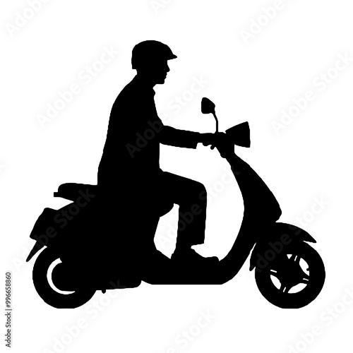 Electric scooter Silhouette Vector on white background, Man Riding an electric Scooter Silhouette vector illustration.