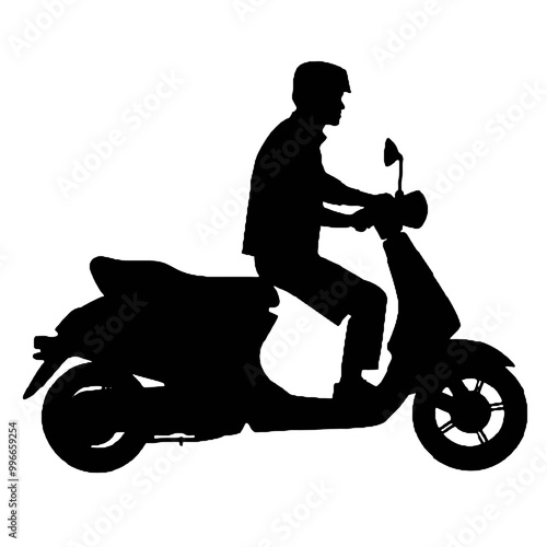 Electric scooter Silhouette Vector on white background, Man Riding an electric Scooter Silhouette vector illustration.