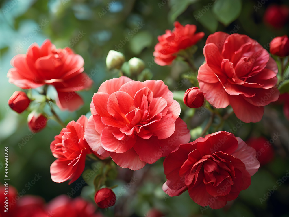 red flowers in the garden,Ai generated red flowers in the garden,Ai generated