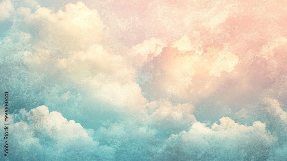 Soft clouds in pastel hues with a grunge texture creating a dreamy and abstract nature background Soft clouds in pastel hues with a grunge texture creating a dreamy and abstract nature background