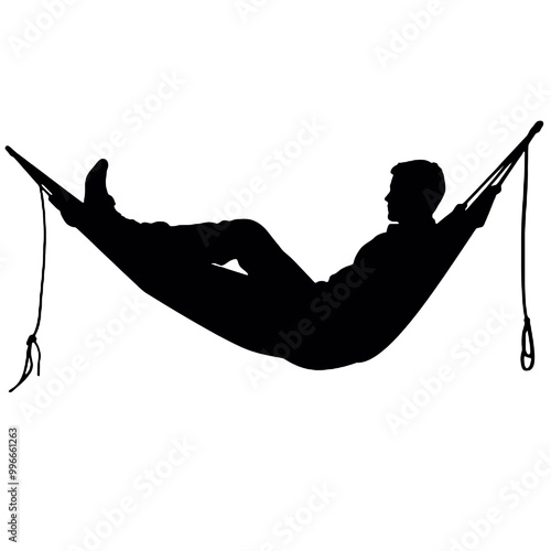 Hammock Rest Time Silhouette – Vector Illustration Isolated on White