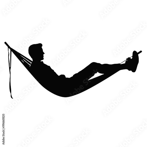 Hammock Rest Silhouette Isolated on White – Vector Illustration