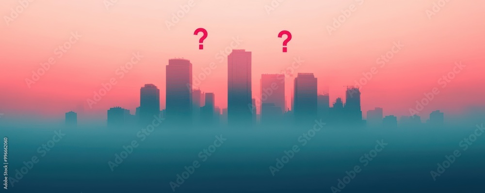 Fototapeta premium A city skyline shrouded in smog