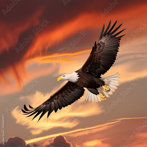 Wallpaper Mural This breathtaking photograph captures the dramatic beauty of an eagle soaring against a stunning sunset sky. Torontodigital.ca
