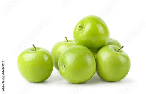 Fresh green apples isoolated on white background. Clipping path.