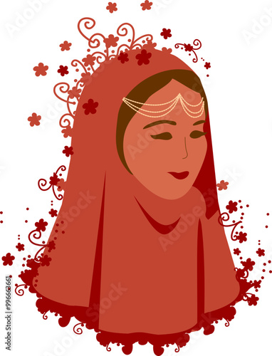Henna night vector illustration in red colors