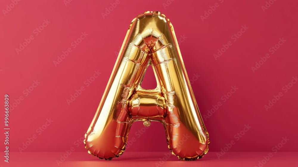 3D golden foil balloon letter A in a realistic style 3D golden foil balloon letter A in a realistic style