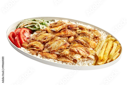 Turkish chicken doner with rice, Tavuk Döner