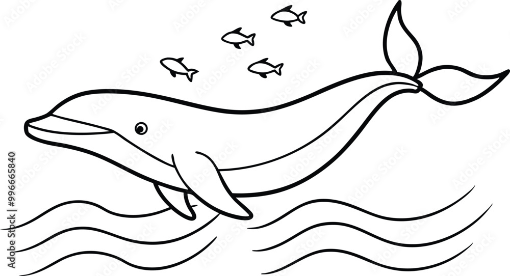 Whale in sea with small fishes Whale in sea with small fishes
