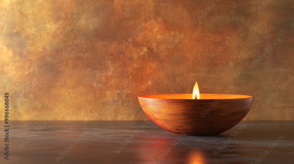 Single vibrant oil lamp diya with a smooth, minimalist design, centered on a matte background with gentle lighting Single vibrant oil lamp diya with a smooth, minimalist design, centered on a matte background with gentle lighting