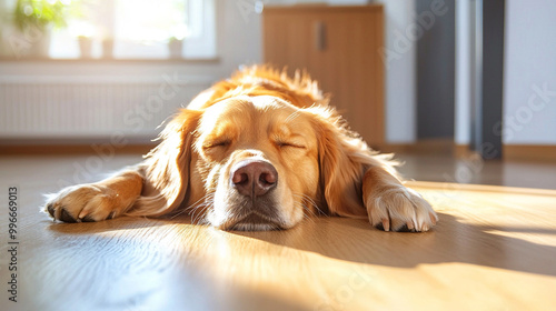 a dog napping in a sunbeam