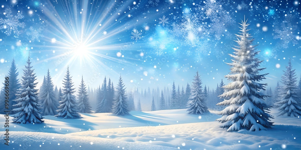Fototapeta premium enchanted winter landscape with sparkling snowflakes